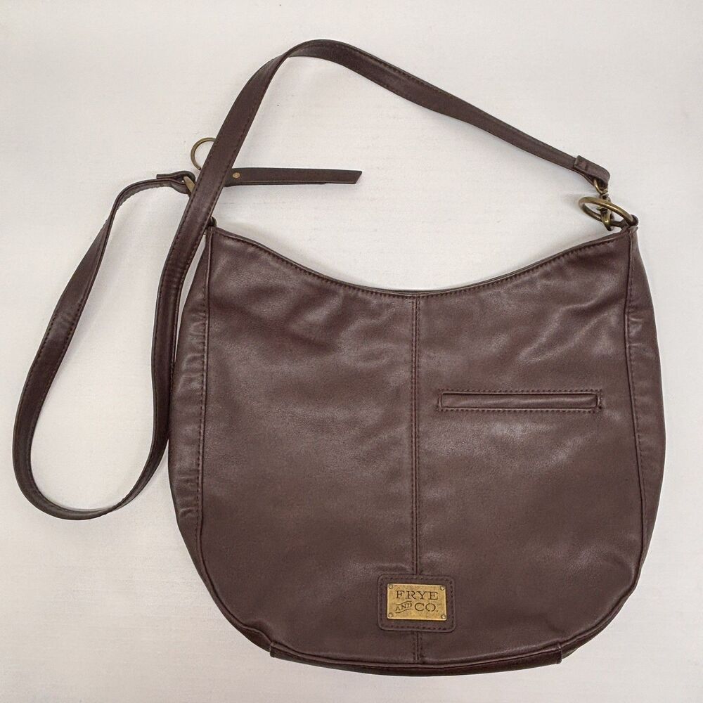 Frye AND CO. Sindy Hobo Bag Shoulder Purse Brown Vegan Faux Leather